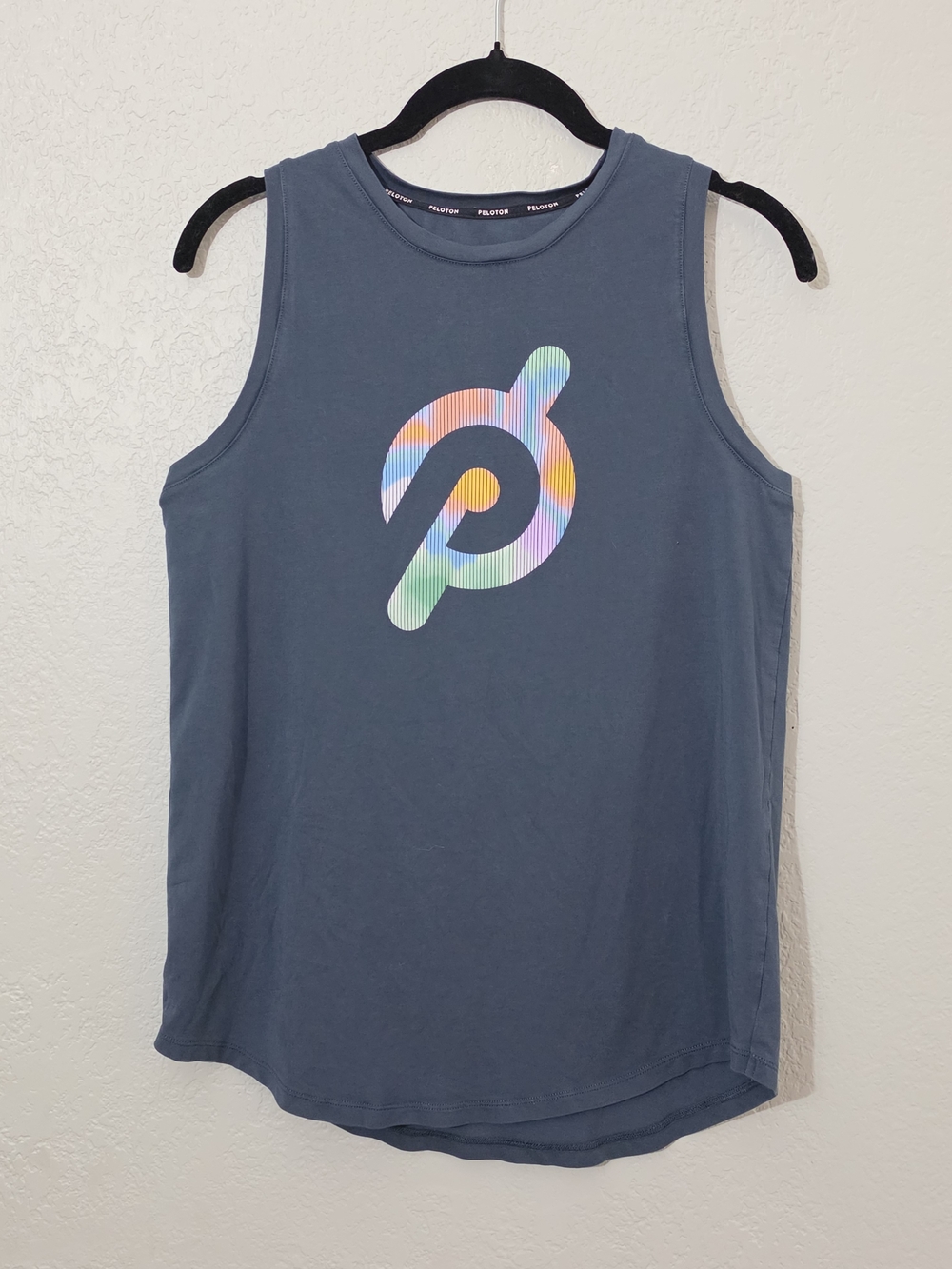 Peloton Slate Blue Logo Tank Top Activewear Workout Womens Small